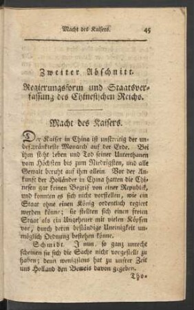 Zweiter Abschnitt. Regierungsform und Staatsverfassung des Chinesischen Reichs
