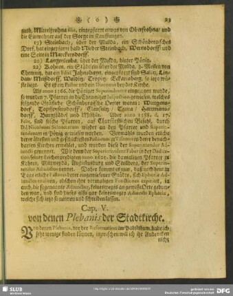 Cap. V. von denen Plebanis der Stadtkirche