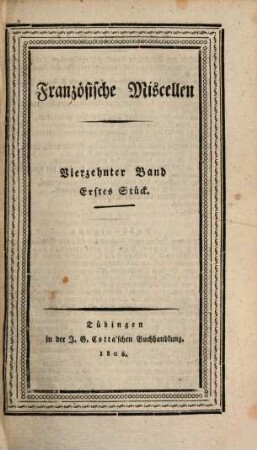 Französische Miscellen. 14. 1806