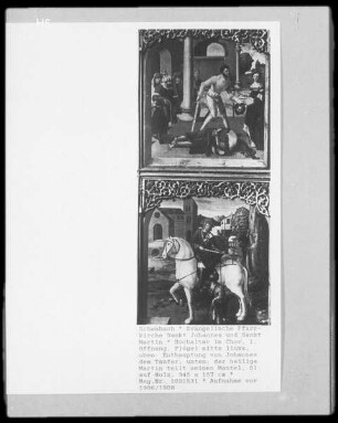 Die Enthauptung Johannes des Täufers und der heilige Martin teilt seinen Mantel