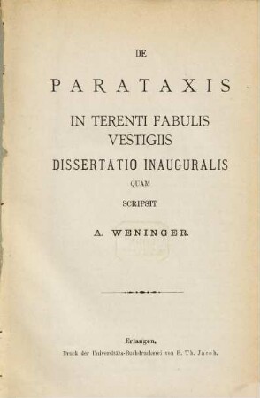 De parataxis in Terenti fabulis vestigiis