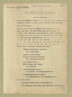 Urteil des Landgerichts II, Berlin, in der Strafsache gegen den Redakteur Joseph Bornstein wegen übler Nachrede in Tateinheit mit Beleidigung des Kriegsgerichtsrates Jorns vor dem Gericht der Garde-Kavallerie-Schützen-Division