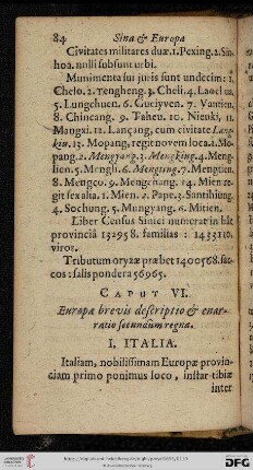 Caput VI: Europae brevis descripto & enarratio secundum regna
