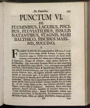 Punctum VI. De Fluminibus, Lacubus, Piscibus, Fluviatilibus, ...