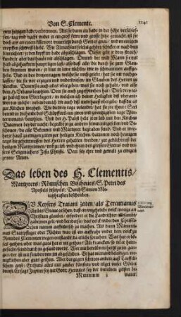 Das leben des H. Clementis/ Martyrers/ Römischen Bischoves ...