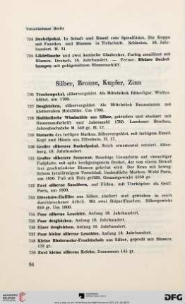 Silber, Bronze, Kupfer, Zinn (Nr. 726-770)