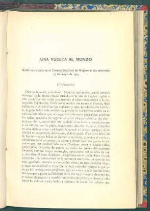 Una vuelta al mundo : Conferencia dada en el Consejo Nacional de Mujeres el día miércoles 27 de mayo de 1914