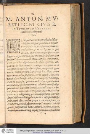 M. Anton. Mureti I.C. et Civis R. In Titulos ad Materiam Iurisdictionis pertinentes
