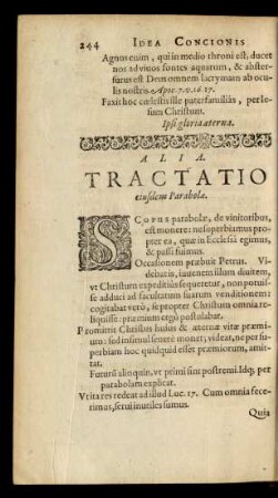 Alia. Tractatio eiusdem Parabole.