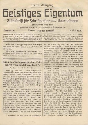 Nummer 16 (15. Mai 1908)