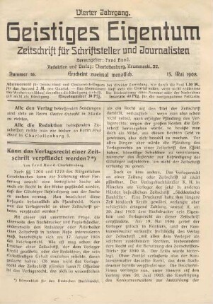 Nummer 16 (15. Mai 1908)