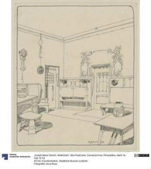 Hinterbrühl, Villa Friedmann, Damenzimmer, Perspektive