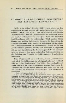 Vorwort Zur Broschüre "Dokumente Der 'Einigungs'-Konferenz"