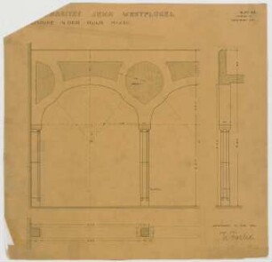 Fischer, Theodor; Jena; Universität - Westflügel - Empore in der Aula (Grundriss,Schnitte)