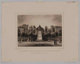 Das Denkmal Friedrich August I. von Sachsen vor dem Wallpavillon im Zwinger in Dresden, aus Rohbocks und Koehlers Königreich Sachsen, Thüringen und Anhalt von 1857
