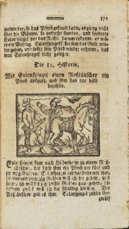 Die 81. Historie. Wie Eulenspiegel einen Roßtäuscher ein Pferd abkauft, .. - Die 92. Historie. Wie Eulenspiegel soll begraben werden.