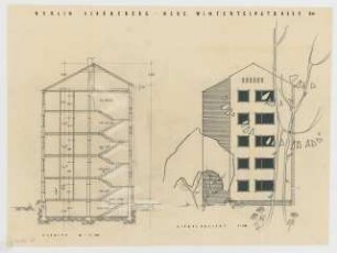 Wohnhaus Neue Winterfeldt Straße 30, Berlin-Schöneberg: Schnitt und Ansicht 1:100