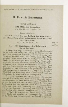 Vierter Zeitraum. Das römische Kaisertum. 30 v. Chr. bis 476 (1453) n. Chr