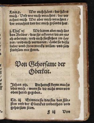 Von Gehorsame der Oberkeit.