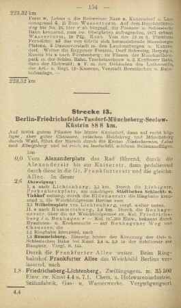 Strecke 13. Berlin - Friedrichsfelde - Tasdorf - Müncheberg - Seelow - Küstrin 88,8 km