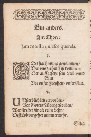 Ein anders. Jm Thon: Jam mœsta quiesce querela.
