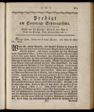 Predigt am Sonntage Septuagesima. - Predigt am Sonntage Quinquagesima oder Esto mihi.
