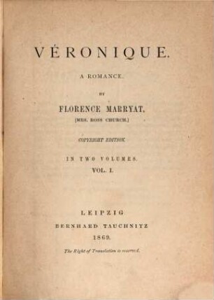 Véronique : a romance, 1
