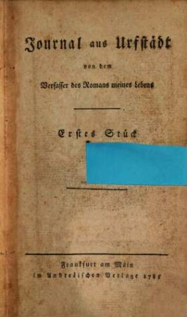 Journal aus Urfstädt. 1. 1785