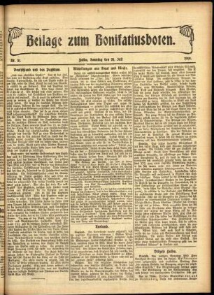 Zweite Ausgabe vom Sonntag, den 31. Juli 1910.