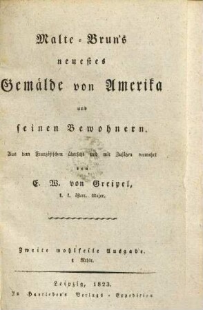 Malte-Brun's neuestes Gemälde von Amerika und seinen Bewohnern