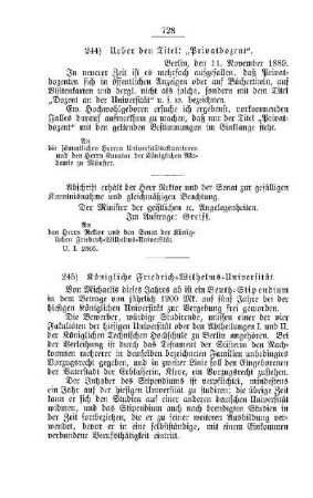Königliche Friedrich-Wilhelms-Universität : [II. Universitäten, Akademien etc.]