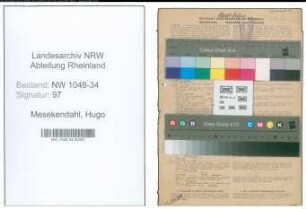 Entnazifizierung Hugo Mesekendahl , geb. 13.08.1887 (Stadtsekretaer)