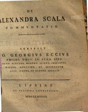 De Alexandra Scala commentatio