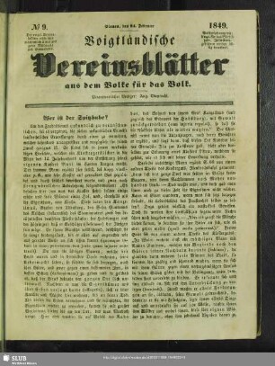 Voigtländische Vereinsblätter : aus dem Volke für das Volk
