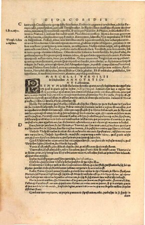 P. Dioscoridæ Pharmacorvm Simplicium reiq[ue] Medicæ Libri VIII : Adiecto Indice duplici singuloru[m] Simplicium, & difficilium terminorum