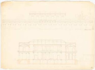Kurhaus, Bad Homburg v. d. Höhe. 5. Projekt: Ansicht, Längsschnitt