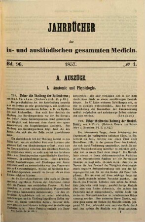 Schmidt's Jahrbücher der in- und ausländischen gesammten Medicin. 96. 1857