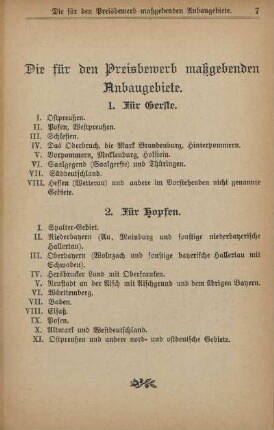 Die für den Preisbewerb maßgebenden Anbaugebiete
