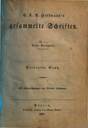 Gesammelte Schriften : Mit Federzeichnungen v. Th. Hosemann. 7