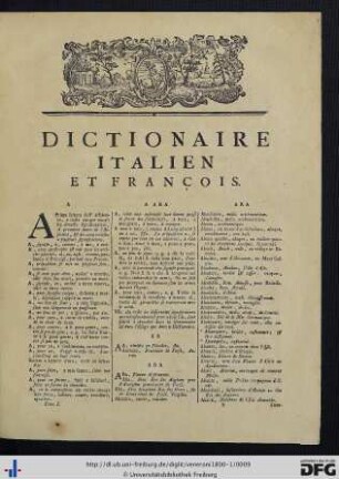 Dictionaire Italien Et François.