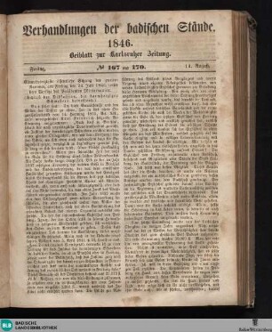 Verhandlungen der badischen Stände, Nr. 167 und 170