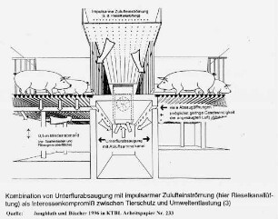 Kombination von Unterflurabsaugung mit impulsarmer Zulufteinströmung (hier Rieselkanallüftung) als Interessenkompromiss zwischen Tierschutz und Umweltentlastung (3)
