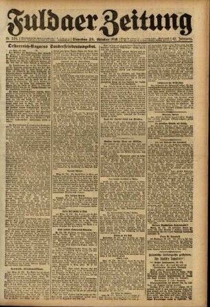 Erste Ausgabe vom Dienstag, den 29. Oktober 1918.