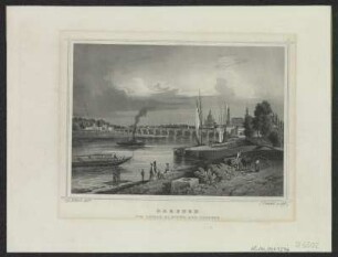 Ansicht von Dresden, Stahlstich, 1862 : Dresden vom linken Elbufer aus gesehen : Sachsen / L. Rohbock delt. J. Umbach sculpt.. - [Darmstadt] : [Lange] , [1862]. - 1 Kunstbl. : Stahlst. ; 15 x 11 cm +++ Auch enth. in: Das @Königreich Sachsen, Thüringen und Anhalt dargestellt in malerischen Original-Ansichten ihrer interessantesten Gegenden, Städte, Badeorte, Kirchen, Burgen und sonstigen ausgezeichneten Baudenkmäler alter und neuer Zeit