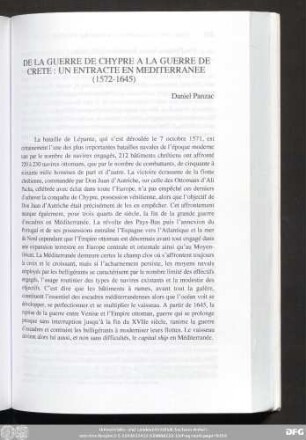 De La Guerre De Chypre A La Guerre De Crete : Un Entracte En Mediterranee (1572-1645) Daniel Panzac