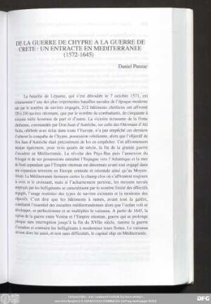 De La Guerre De Chypre A La Guerre De Crete : Un Entracte En Mediterranee (1572-1645) Daniel Panzac
