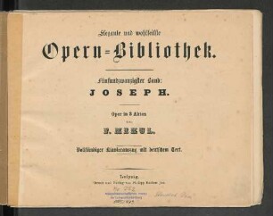 Joseph : Oper in 3 Akten
