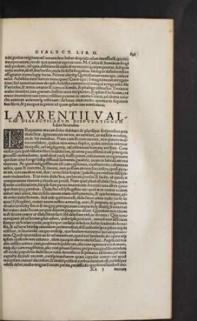 Laurentii Vallae ... Liber Secundus.