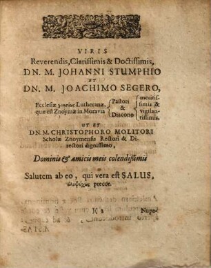 M. Thomae Sagittarii Professoris Publici, Et Facultatis Philosophicae p.t. Decani Oratio De Privilegiis Magistrorum