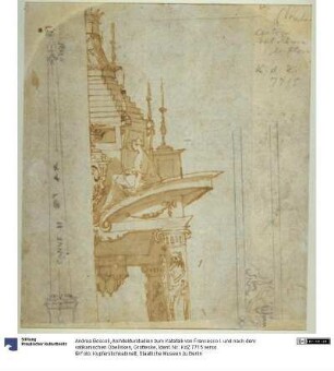 Architekturstudien zum Katafalk von Francesco I. und nach dem vatikanischen Obelisken, Grotteske